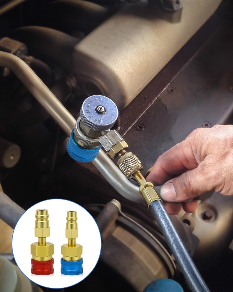 OXDFK R1234yf Adapter Kit, R1234yf to R134a Quick Coupler, High Low Side Connector Conversion Kit, 1234yf Adapter to R134a for Car Air Conditioning System Evacuation Recharging - Image 5